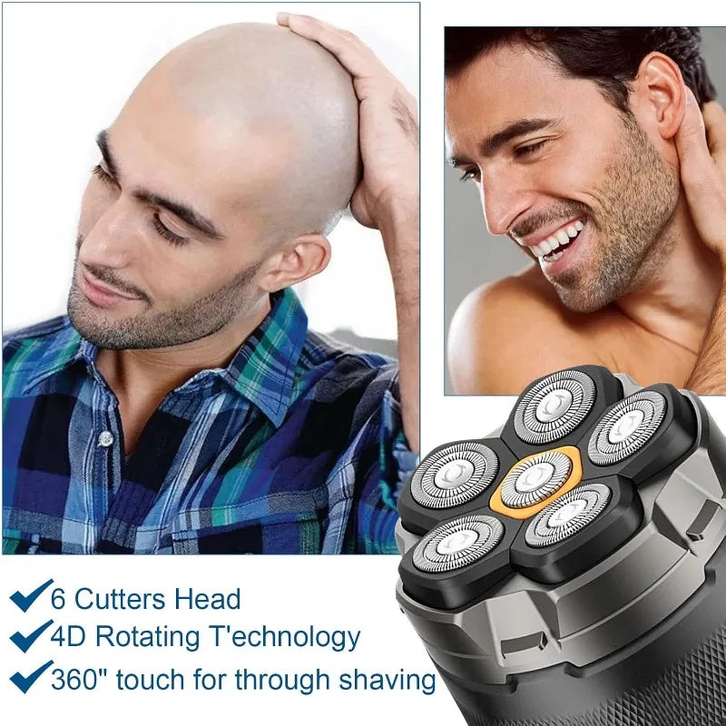 Magnetic 6 Blade Head Shaver Replacement Heads Compatible with Wyklaus Redbreak Detona DOAO Head Shaver