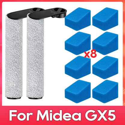 Compatible with (Midea GX5 / JONR ED12 ) Robot Vacuum Cleaner Accessories Parts Replacement Kit Roller Soft Brush Filter