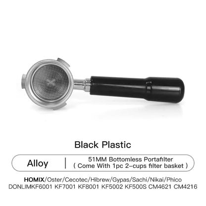 51mm Coffee Bottomless Portafilter With Filter Basket For Homix H11 Oster Cecotec Hibrew Espresso Machine Handle Cafe Tools