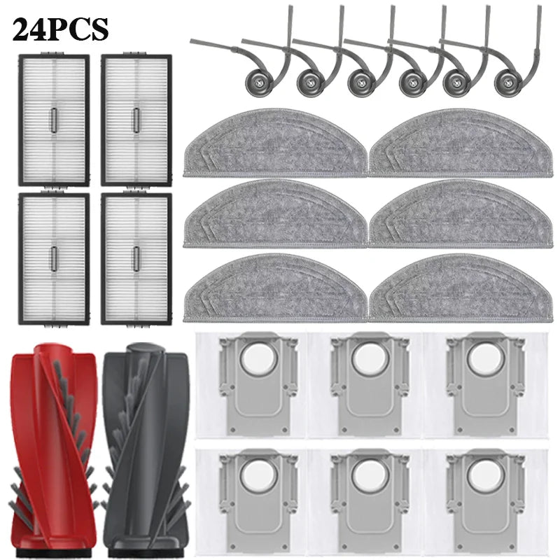 Compatible with Roborock Saros 20 Sonic / S10 MaxV Ultra Vacuum Spare Parts Main Side Brushes Mop Cloths HEPA Filters Dust Bags Accessories