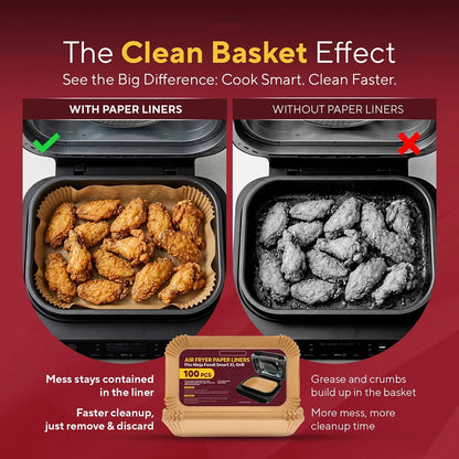 Air Fryer Paper Liners for Ninja Foodi Smart XL Grill Disposable Parchment Liners, Fits FG551, DG551 & IG551, Heat Safe to 428°F