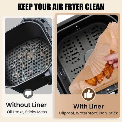 8" Parchment Paper, Non-Stick & Oil-Proof, Fits Ninja AF141 5QT AF181 6.5QT, Cosori, Instant Pot 6 QT, Other 5-8QT Air Fryers