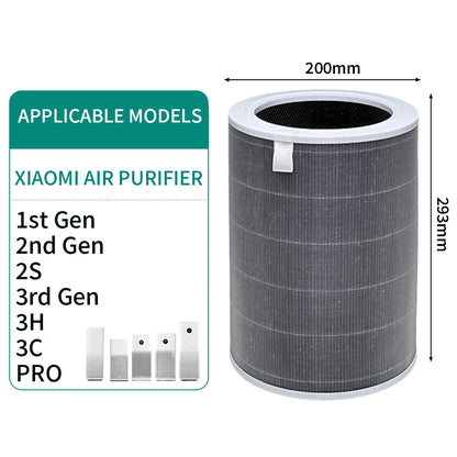 Air Filter Compatible with Xiaomi Mi 1 2 2S 2C 2H 3 3S 3C 3H Mijia Air Purifier Replacement Air Filter Carbon 13H HEPA Filter
