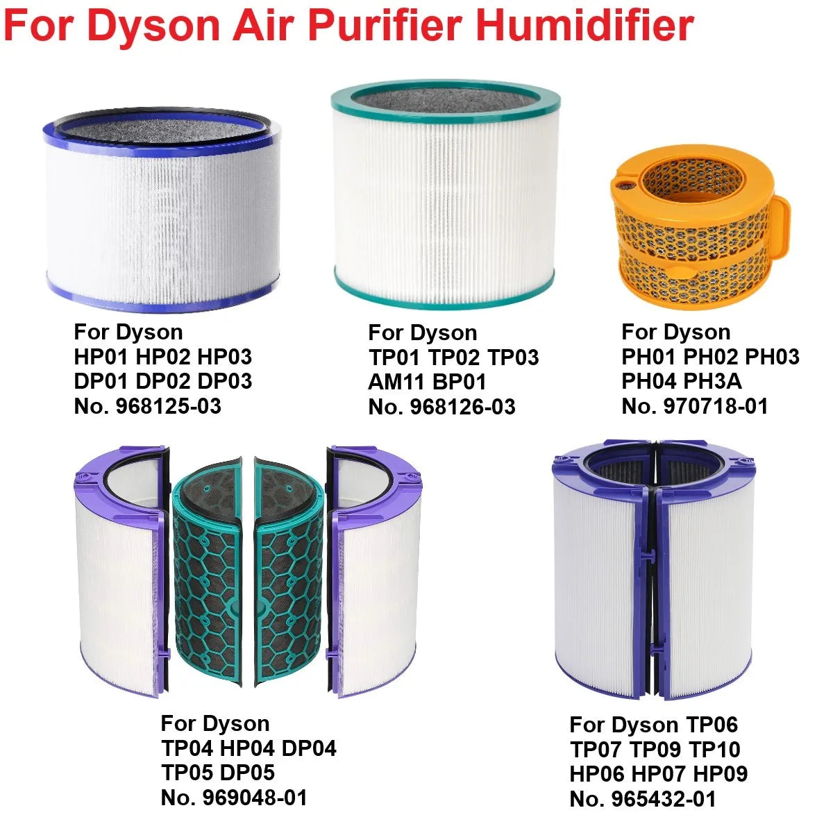 Used for Dyson Air Filters HP01 HP02 DP01、TP01 TP02 AM11 BP01、PH01 PH3A、TP04 HP04 DP04、TP06 TP10 HP06 Air Purifier Humidifier