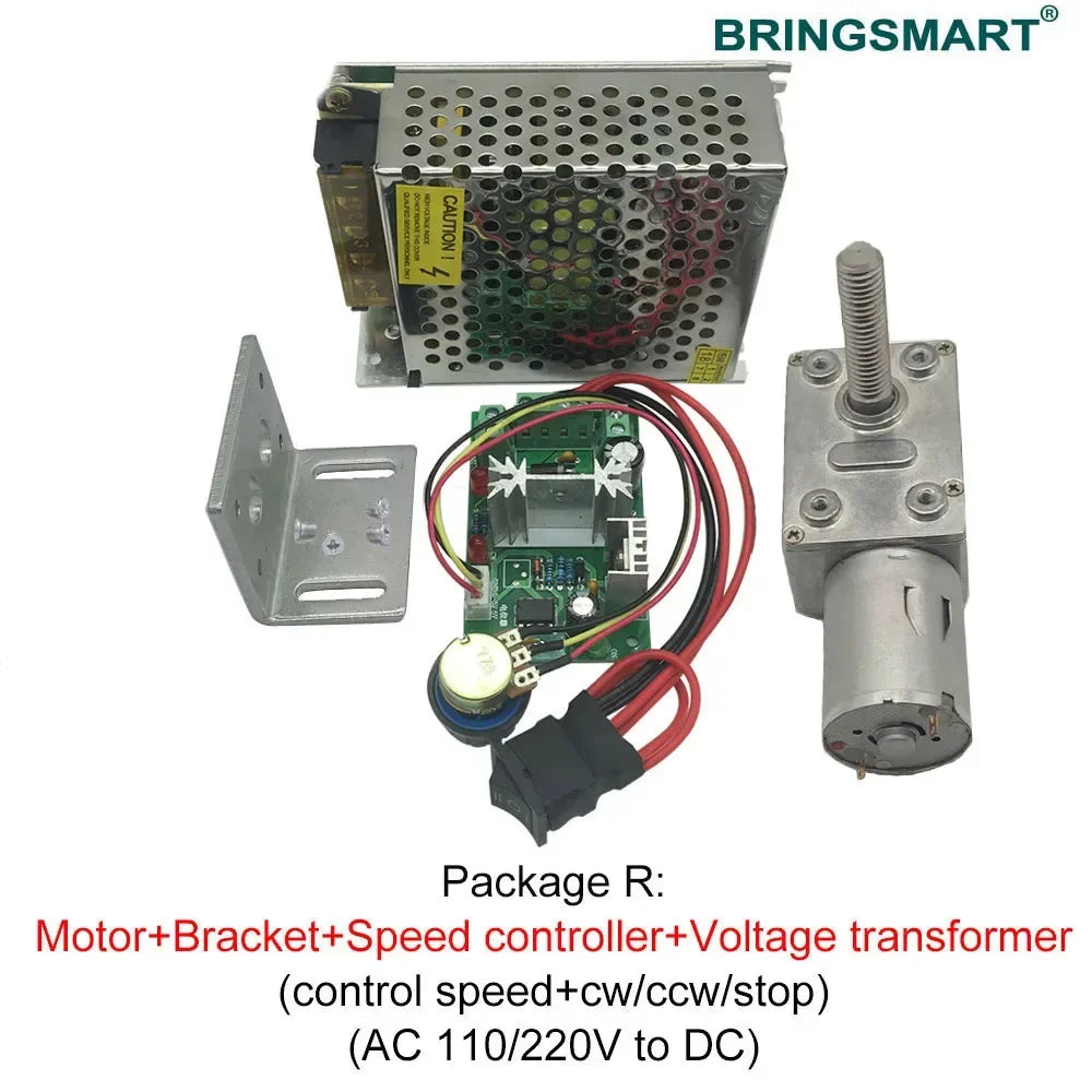 Bringsmart 33mm Micro Worm Electric Motor M8 Screw Shaft Length 12V 24V DC Motor Motor JGY 370 Speed Adjusted 6-150rpm 6V