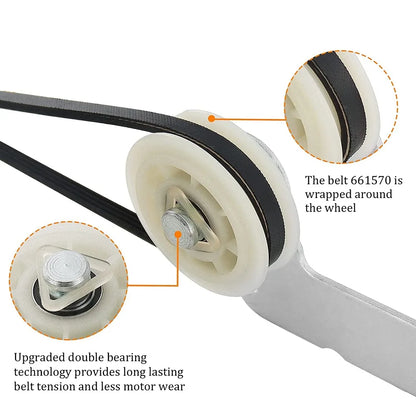 Dryer Drum Belt and Idler Pulley and Pulley Kit Compatible with May-tag,Ken-more Dryers 661570VP 661570V PS11726337