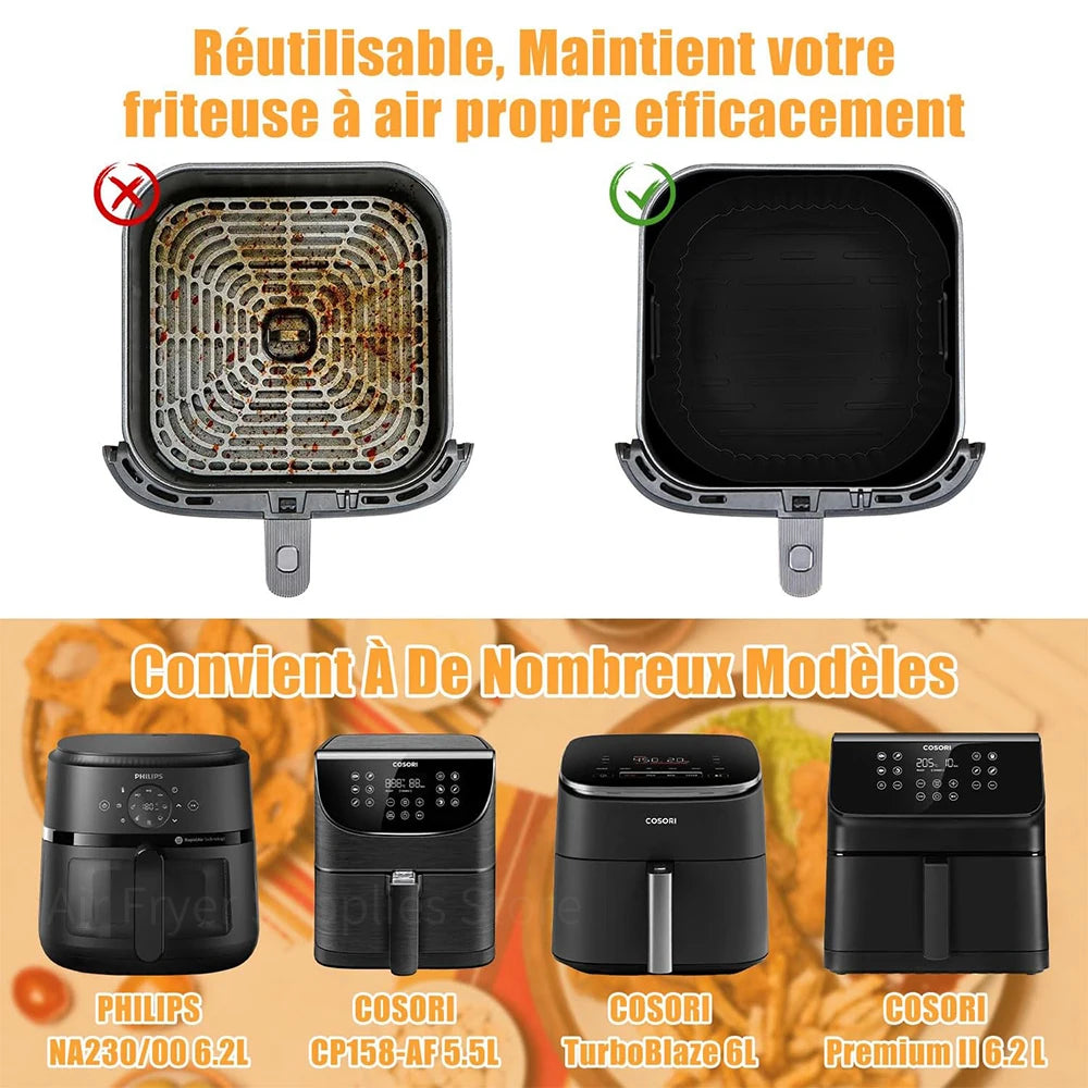 Air Fryer Mold for Philips Series 2000 NA230/00 COSORI 5.5L/6L/6.2L Square Reusable Silicone Airfryer Liners Baking Accessories