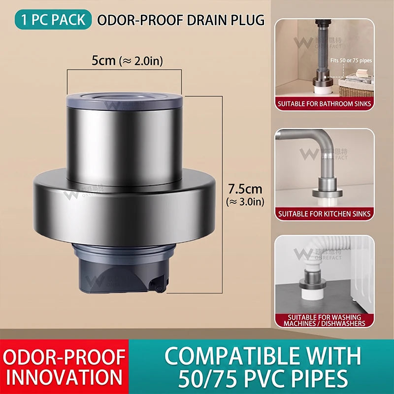 Washing Machine Drain Hose Connector Anti Odor Plug Sewer Pipe Seal Ring Fit 50mm 75mm PVC Pipes