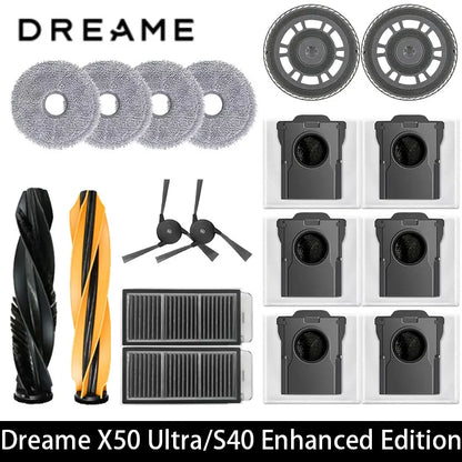 Dreame X50 Ultra / S40 Enhanced / L50 Pro Ultra Edition Vacuum Parts Main Roller Side Brush Hepa Filter Mop Cloth Dust Bag