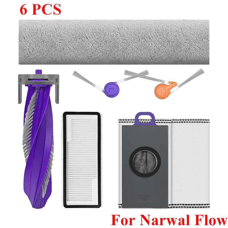 Replacement For Narwal Flow Vacuum Accessories Main Roller Side Brush Hepa Filter Mop Cloth Pads Dust Bag Spare Part