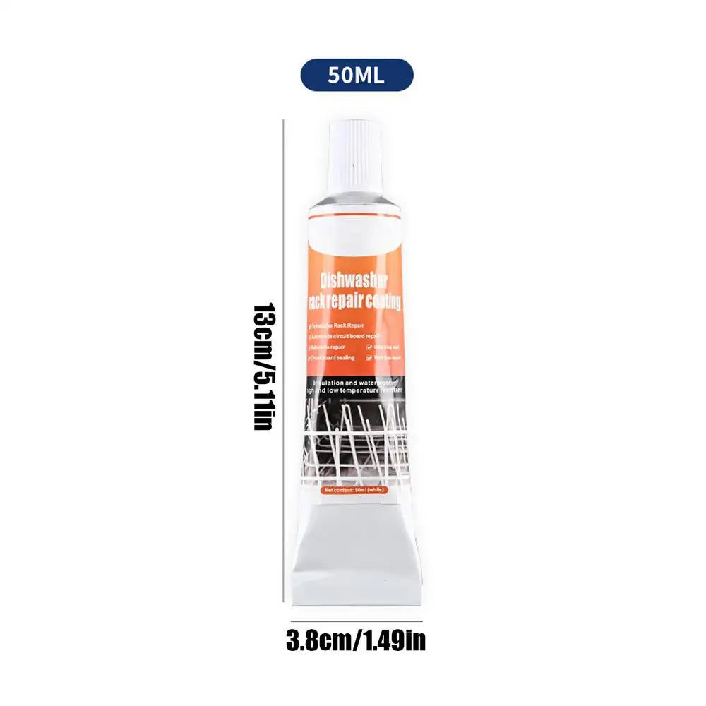 Dishwasher Rack Coating Repair Kit 50ml Long-Lasting Coating Gel with 2 Brushes Dishwasher Rack Repair Adhesive for Home Kitchen