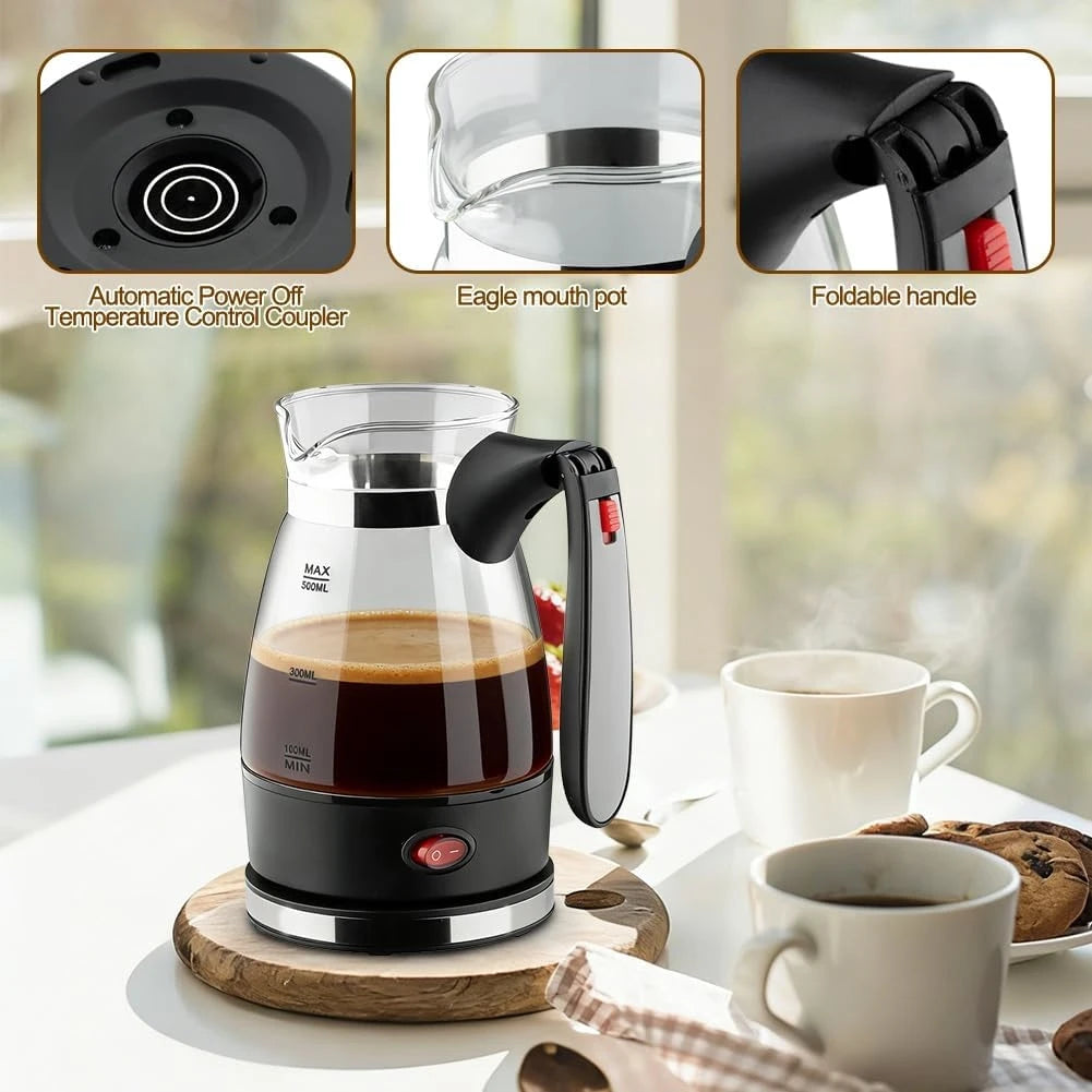 BBNV-Electric Turkish Coffee Machine,Coffee Maker With Handle,500 Ml Electric Coffee Pot,Espresso Maker,For Tea,Mocha Eu Plug
