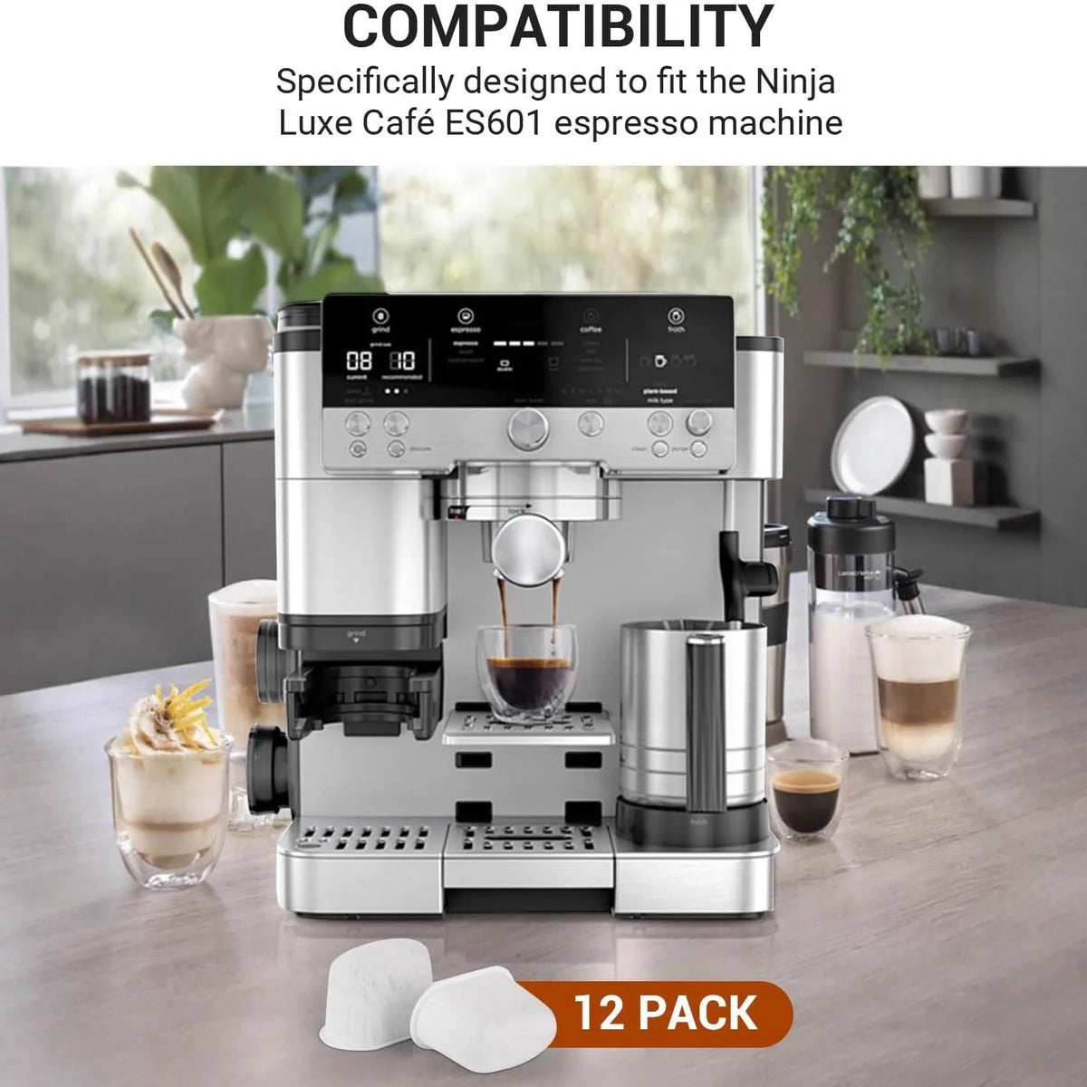 Water Filter for Ninja Dual Brew Coffee Maker, Compatible with Ninja Single Serve Pods & Grounds Models ES601 ES655 ES701