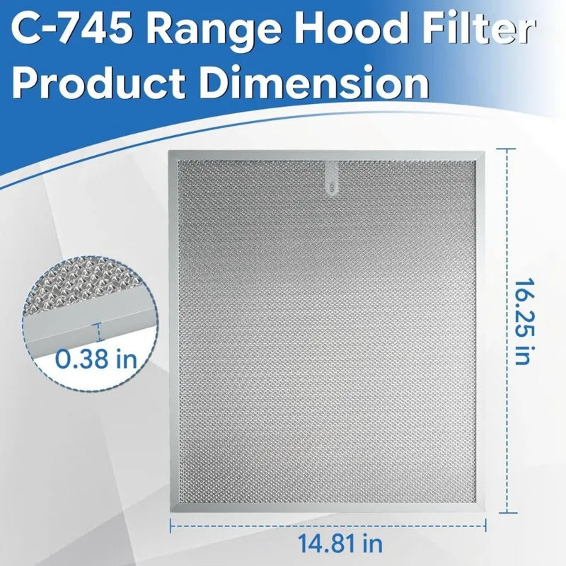2PCS Aluminum Grease Range Hood Filters For Imperial Cal C-745 14.81 X 16.25 X 0.38 In Easy Disassembly & Washing