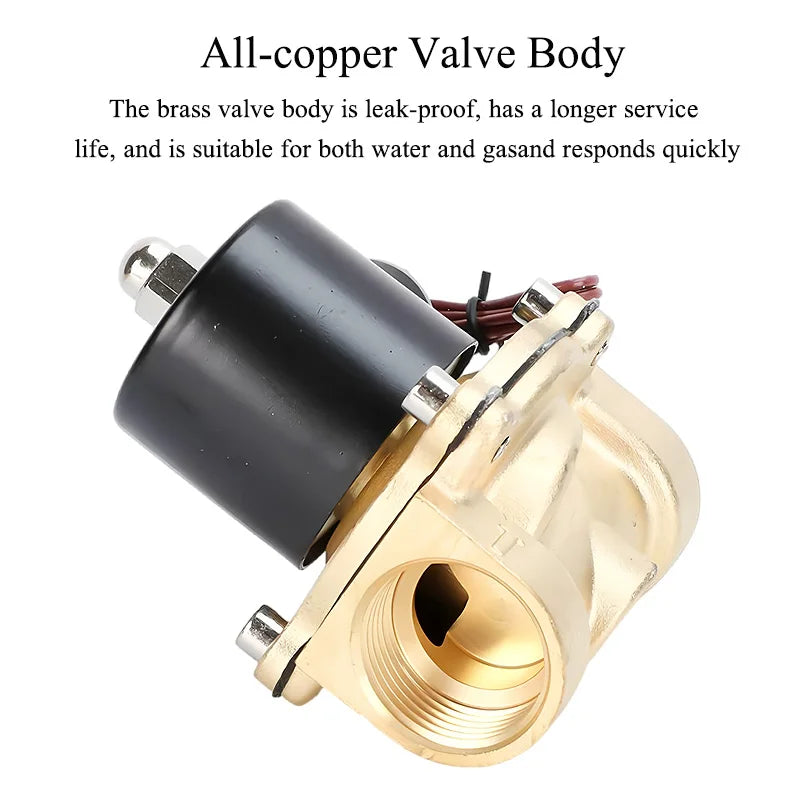 2W Small Solenoid Valves Water Valves Pneumatic Control Valves DN8/10/20/50 Normally Closed 12V 24V 220V 110V For Water Oil Air