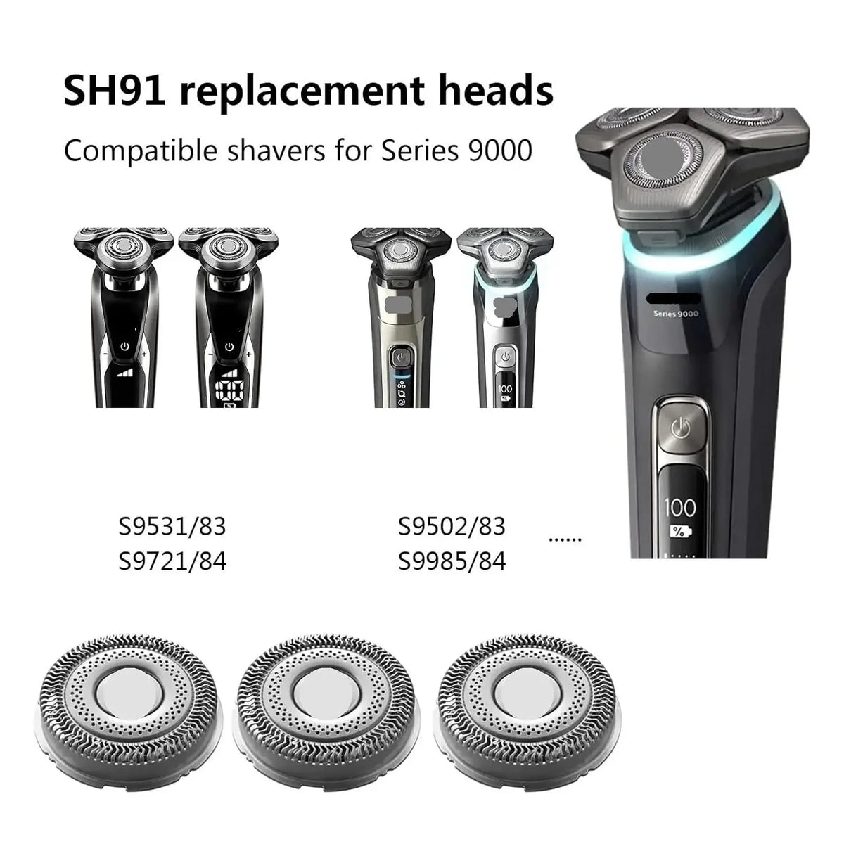 SH91/50 Replacement Shaver Head Compatible with Philips Series 9000