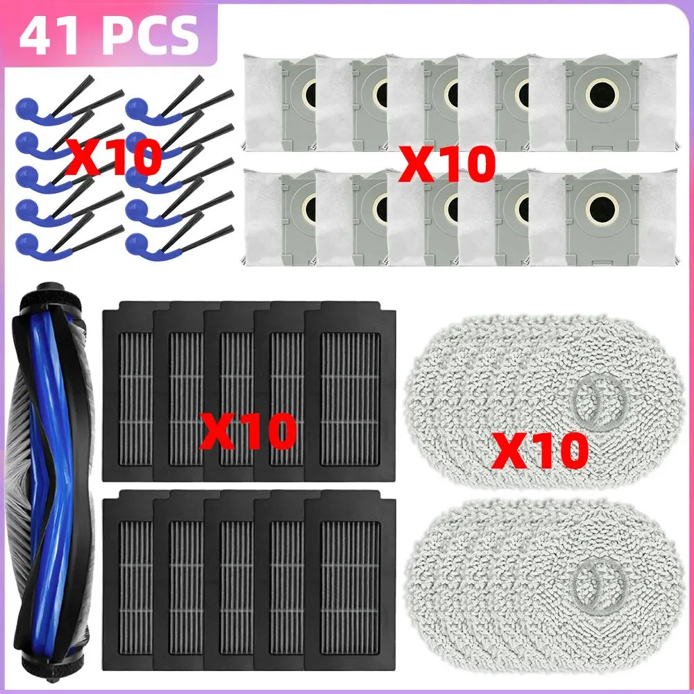 Compatible with Ecovacs Deebot T30C / T30C OMNI Parts Main Roller Side Brush Filter Mop Cloth Dust Bag