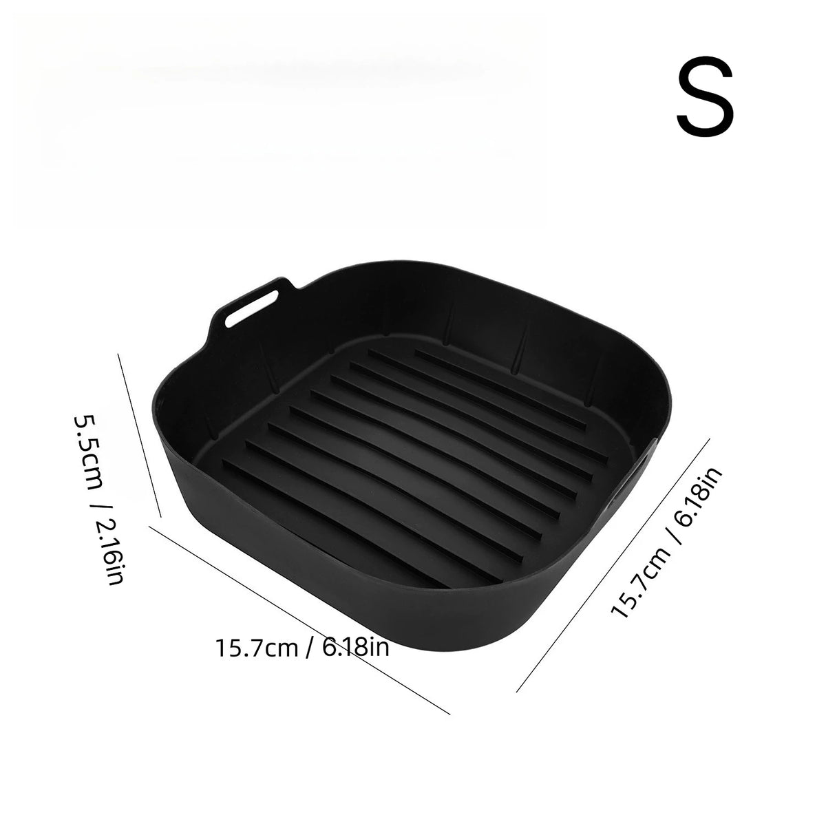Square Air Fryer Silicone Pot Liner Food‑Grade Reusable Non‑Stick Silicone Basket with Handles for Air Fryer Baking Accessories