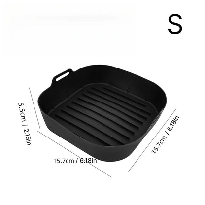Square Air Fryer Silicone Pot Liner Food‑Grade Reusable Non‑Stick Silicone Basket with Handles for Air Fryer Baking Accessories