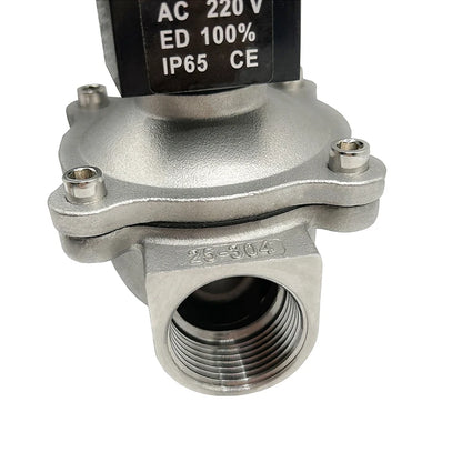 1/2" 3/4" 1" 2" Electric Solenoid Valve Water 220V 12V 24V 110v Normally Closed Stainless Steel IP65 DIN Coil High Temperature