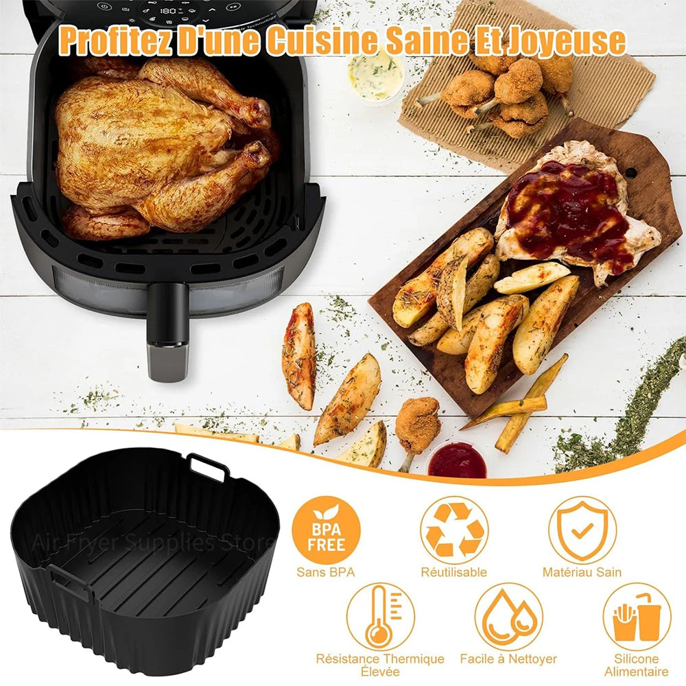 Air Fryer Mold for Philips Series 2000 NA230/00 COSORI 5.5L/6L/6.2L Square Reusable Silicone Airfryer Liners Baking Accessories