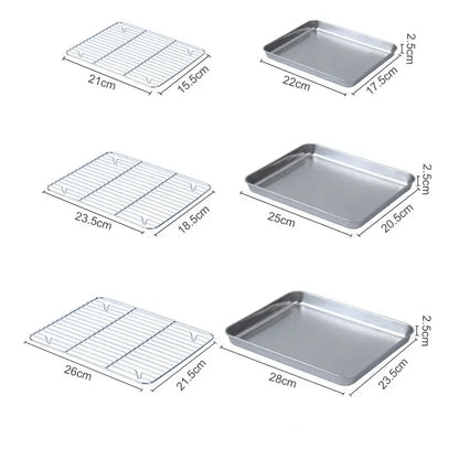 Stainless Steel Barbecue Tray Flat Chassis Multi Purpose Removable Cooling Rack Tray Set Kitchen Nonstick Cake Baking Pan
