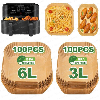 6L+3L Air Fryer Disposable Baking Paper Liner For Philips Airfryer Double Basket Series 3000, Tefal Easy Fry 6 L/3.1 L, EY901810