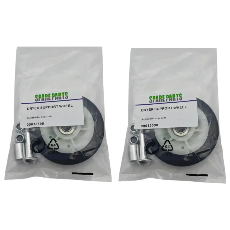 2 Sets 00613598 Dryer Drum Support Roller Wheel Kit Replaces 00600427 Fit Bos-ch Sie-mens Tumble Dryers