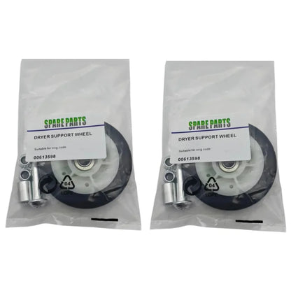 2 Sets 00613598 Dryer Drum Support Roller Wheel Kit Replaces 00600427 Fit Bos-ch Sie-mens Tumble Dryers