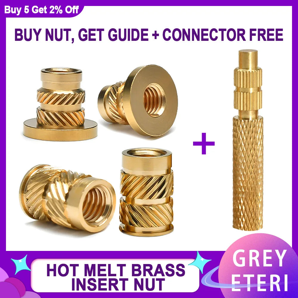 Flange Insert Nut Iron Tip Soldering Brass Thread Embedded Kit Heat Insertion Tool 3D Printer Accessories M2 M2.5 M3 M4 M5 M6M8