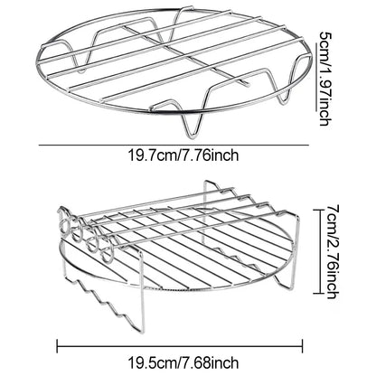 Air Fryer Accessories Metal Oven Air Fryer Racks For Baking Stackable Grill Skewer Rack Fit All Airfryer 4.2Qt - 5.8Qt