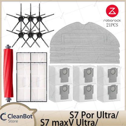Compatible with Roborock S7 MaxV Ultra/S7 Pro Ultra Robot Vacuum Cleaner Accessories Main Brush Side Brush HEPA Filter Mop Cloths Spare Parts
