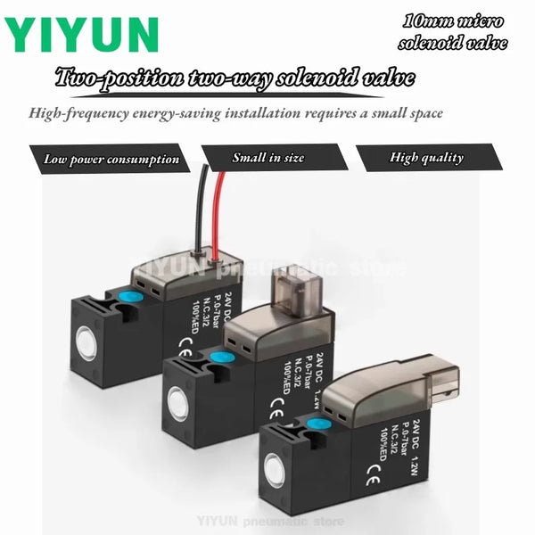 5PCS DC24V/DC12V/DC6V/AC220V M-type/L-type/G-type High-frequency 10mm YIYUN Micro Solenoid Valve 30HZ Two-position Two-way