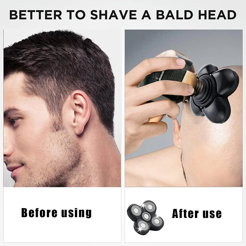 Gold Replacement Shaver Head Electric Shaver 5D Independently 5 Cutter Floating Head Stainless Steel Shaver Blade