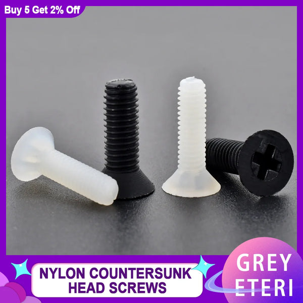 20-500Pcs M2M2.5M3M4M5M6M8 White Black Nylon Plastic Phillips Screw Metric Thread Countersunk Head Bolt Screw Fastener6-40mm