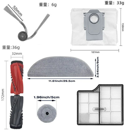 Accessories Compatible with Roborock Saros 10 robot vacuum cleaner Parts Main Roller Side Brush Filter Mop Cloth Dust Bag