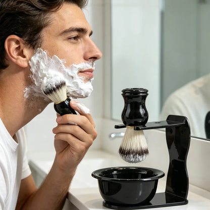Shaving Brush, Bowl & Stand — 3-Piece Set