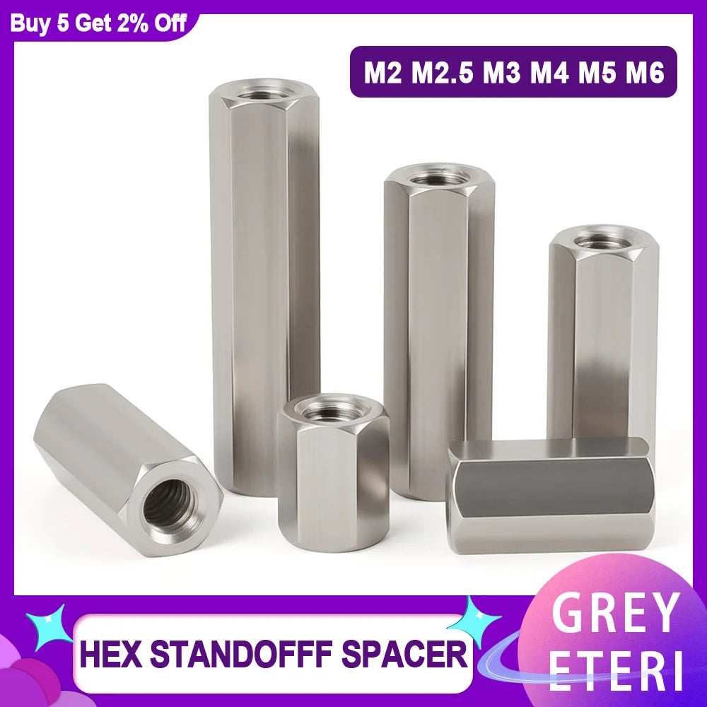 M2 M2.5 M3M4M5 M6 304 Stainless Steel Motherboard PCB Standoff Hex Column Pillars Board Rack Spacing Screw Bolts Spacer 2-60pcs