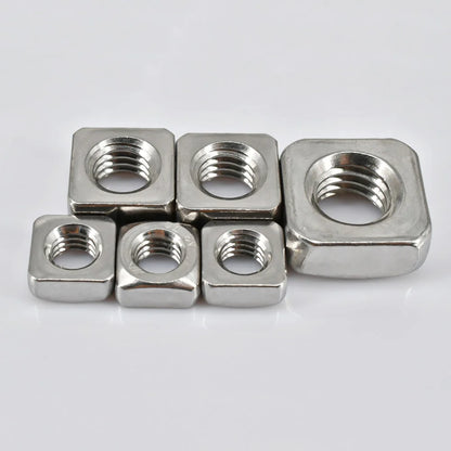 3-100pcs 304 Stainless Steel Metric Threaded Square Nut Foursquare Quadrate A2-70 M3M4 M5 M6 M8 M10 M12 Square Nuts