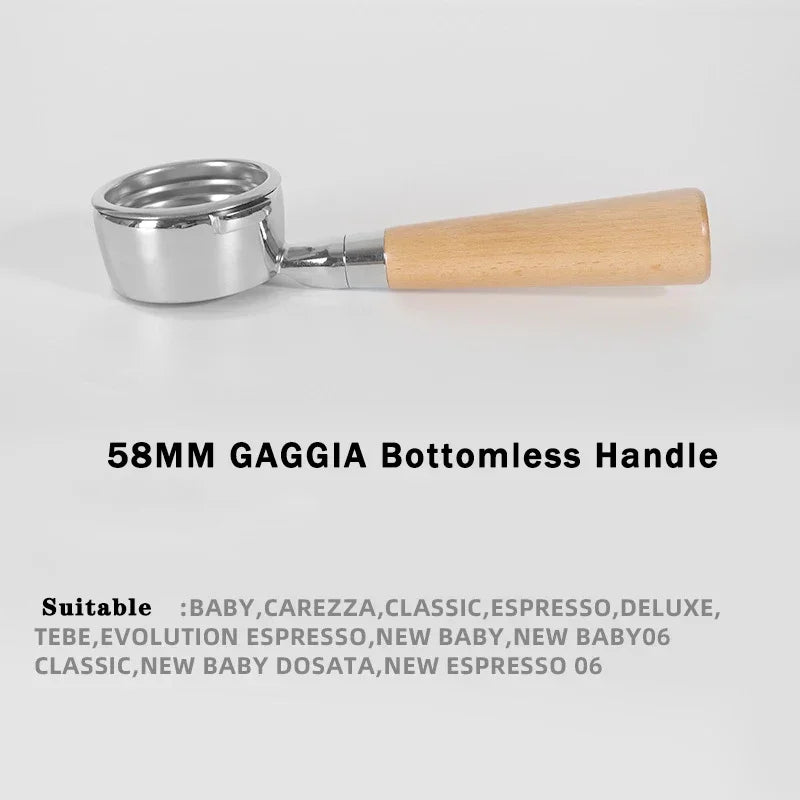 58mm Filter for GAGGIA Coffee Machine Bottomless Coffee Portafilter Home Espresso Solid Wood Handle Barista Tool