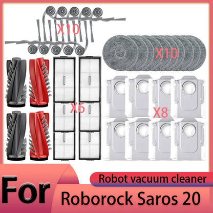 Compatible with Roborock Saros 20 Robot Vacuum Cleaner Accessories Main Brush Side Brush HEPA Filter Mop Cloths Dust Bag Spare Parts