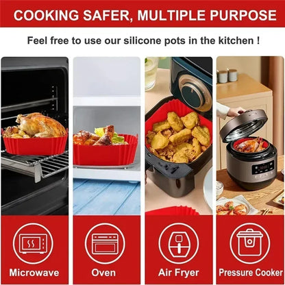 1pc of 16cm silicone air fryer oven baking plate pizza fried chicken silicone basket reusable air fryer liner accessory