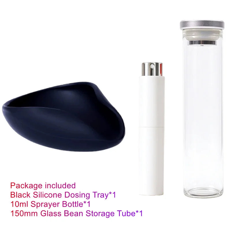 Coffee Barista Tools Set Silicone Dosing Cup Spray Bottle Glass Bean Storage Airtight Container One Way Valve Aluminum Cap
