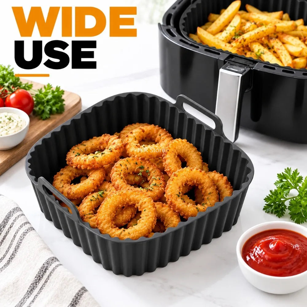 Square Silicone Air Fryer Liners Reusable Non Stick Baking Mat for 4 to 7QT Fryer Oven Microwave Kitchen Baking Use