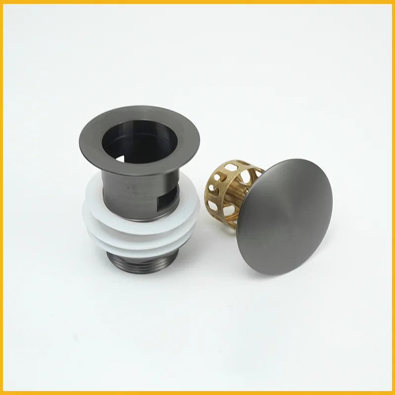 Wash Basin Pop-Up Drain Button Sink Stopper Drainer Siphon Waste Stopper Waste Pipe Drain Brushed Gold Bathroom Accessories