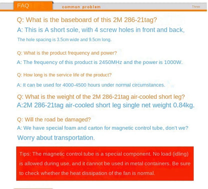 Microwave frequency conversion magnetron 2M286 microwave equipment accessories 1000W microwave electronic tube heating tube