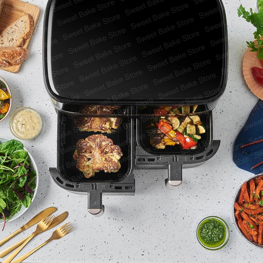 Pack of 2 Airfryer Reusable Silicone Baking Moulds for Russell Hobbs Dual Basket 9L, Non-Stick Dual Zone Air Fryer Accessories
