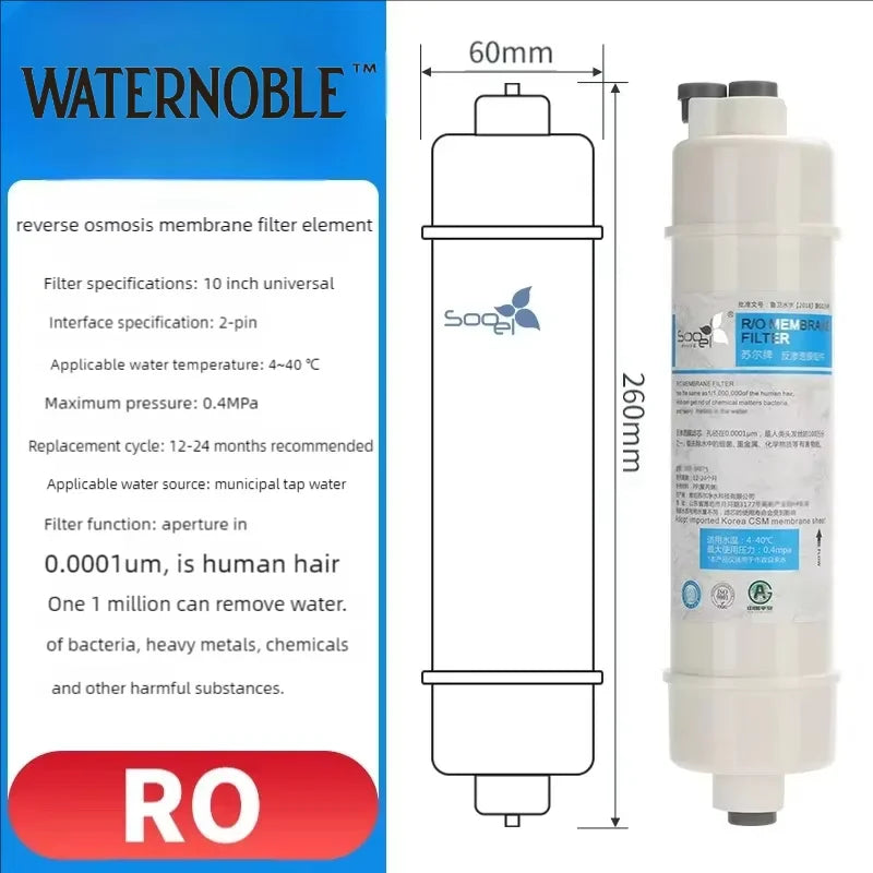 10" Quick-Connect Carbon Inline Water Filter 1/4" Refrigerator Ice Maker Home RO System Post-Carbon Filter Replacement Cartridge
