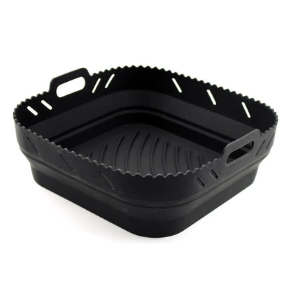 Square Air Fryer Silicone Basket Pot Reusable Foldable AirFryer Mold Liners Bpa Free Oven Baking Tray Mat Kitchen Accessories