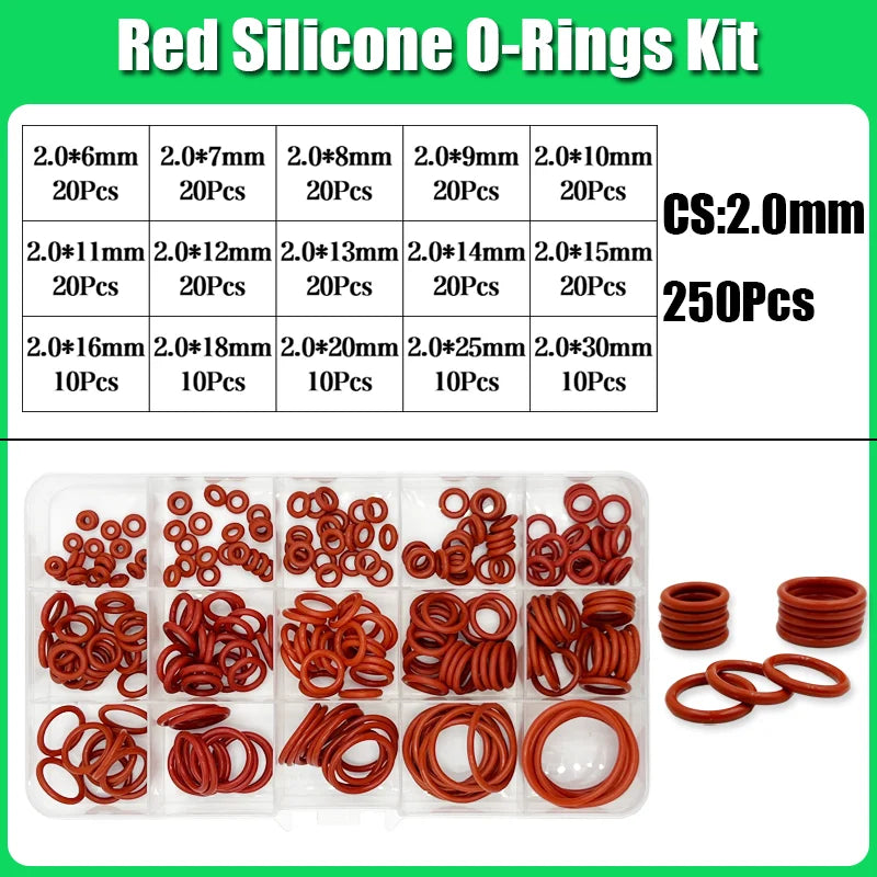 Silicone Red O Ring VMQ ORing Sealing Washer High Temperature Car Automotive Conditioner Plumbing Gaske